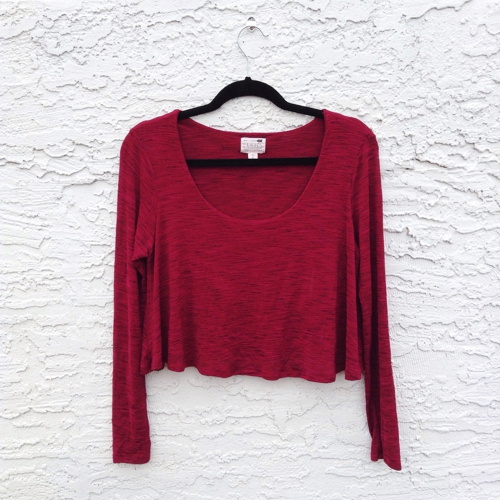 LA Hearts | L | Red Brindle Longsleeve Crop Top